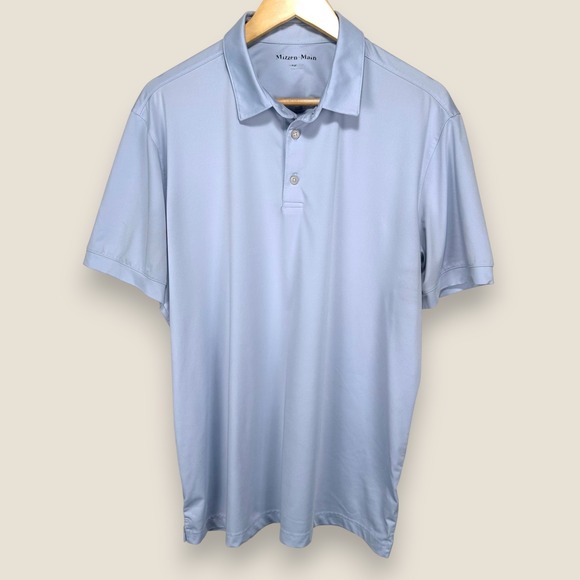 Mizzen + Main Performance Versa Polo Shirt Men Large Trim Fit Blue Wicking Golf - Picture 1 of 11